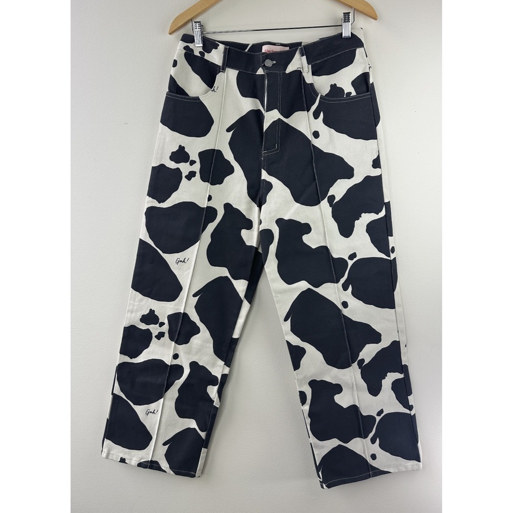 Lisa Says Gah Robyn High Waisted Jean in Cow Print Straight Leg Ankle Size 32 - Picture 14 of 14